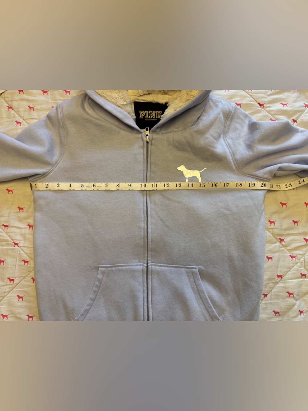 ❌SOLD❌VS PINK VINTAGE Y2K FUR LINED ZIP HOODIE SWEATSHIRT PURPLE 86 BLING LOGO - Picture 11 of 11